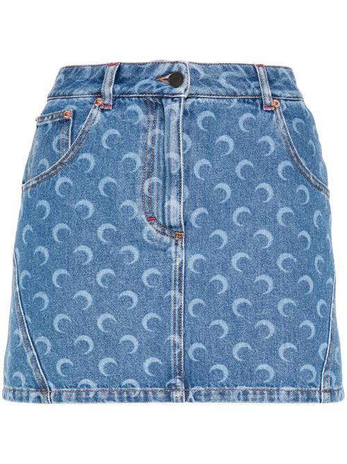 Mini gonna denim con stampa luna MARINE SERRE | WSK057ACDEN0002BL05